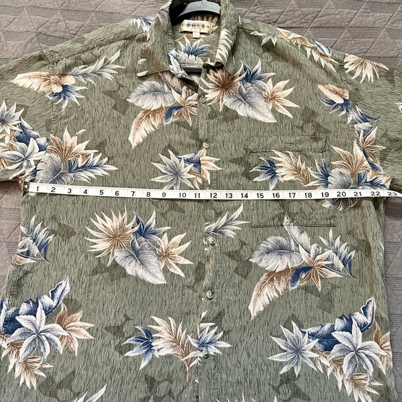 Men's Campia Green and Blue 100% Rayon Hawaiian Button Down Shirt Size Large - Picture 4 of 6